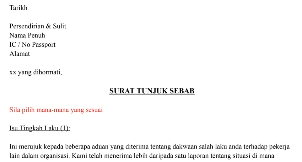 Surat tunjuk sebab